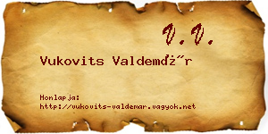 Vukovits Valdemár névjegykártya